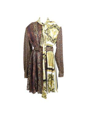 Versace | Dresses | New Versace Gold Chain Print Silk Dress With Medusa  Head Belt | Poshmark